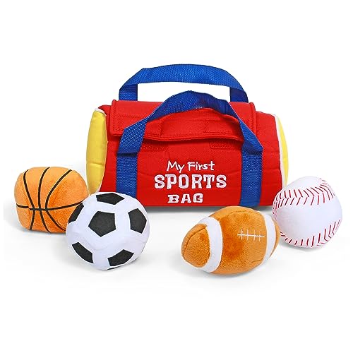 Baby GUND My First Sports Bag Stuffed Plush Playset, Baby Gift Toys for Boys and Girls Ages 1 & Up, 5 Piece, 8" - style: Sports Bag