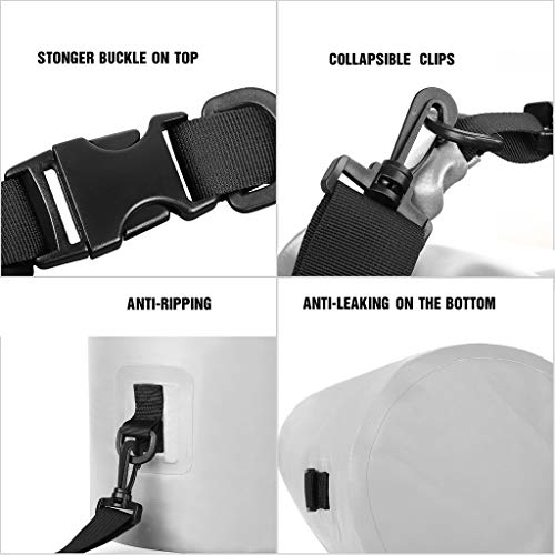 Unigear Dry Bag Waterproof, 2L/5L/10L/20L/30L/40L Floating and Lightweight Bags for Kayaking, Boating, Fishing, Swimming and Camping with Waterproof Phone Case - color: White, size: 10L