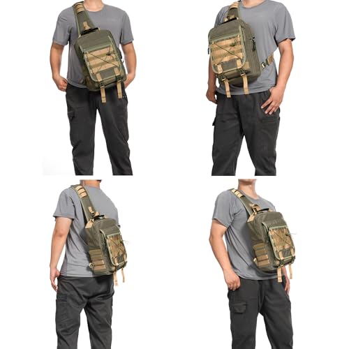 NICGID Tactical Sling Bag Pack Military Rover Shoulder Sling Backpack EDC Molle Assault Range Bag - color: Army Green-808-1, size: 13.3 inch