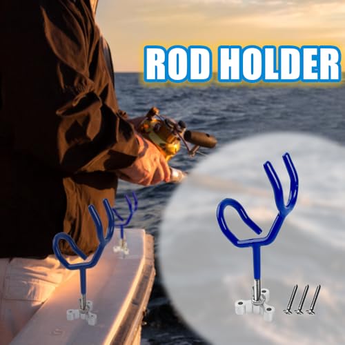 20 Degree Boat Fishing Rod Holder PVC Coated Steel Wire Pole Holders for Boats Anglers - color: Blue