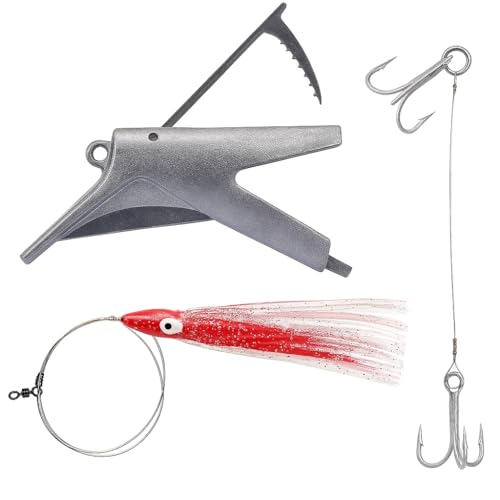 Dead Bait Trolling Lure – Premium Fishing Rig for Kayaks, Boats & Jet Skis – Realistic Swimming Action – Ideal for Pelagic Species - color: Red Silver Skirt, size: Medium
