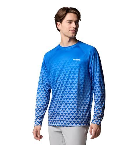 Columbia Men's Super Terminal Tackle PFG Fade Long Sleeve - color: Vivid Blue/Pfg Triangle Super Fade, size: X-Small