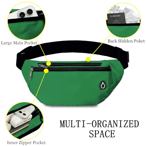 Fanny Pack for Women Men,Crossbody Fanny Pack Water Resistant Sports Waist Bag Pack, Belt Bag for Travel Hiking Running - color: 1pack-grassgreen