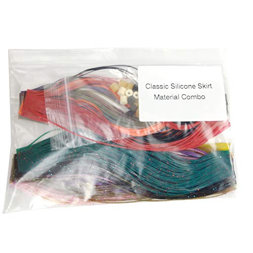 Riverruns Fishing Jig Lures Mixed Colors DIY Silicone Skirts for Jig, Regular Skirt Collars Included Fly Tying Material - color: A: 28pc Classic silicone skirt material combo
