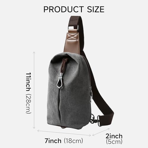 MOYYI Canvas Sling Bag Small Crossbody Bag for Men & Women, 2.5L Mini Casual Daypack Shoulder Bag, 2.5L Capacity (Grey) - color: 8004grey-2.5l