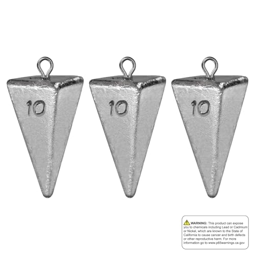 Triangle Fishing Weights 4-Sided Pyramid Sinkers Lead Fishing Weights and Sinkers for Saltwater Ocean Surf 1oz-32oz/2LB - size: 10oz-3pack