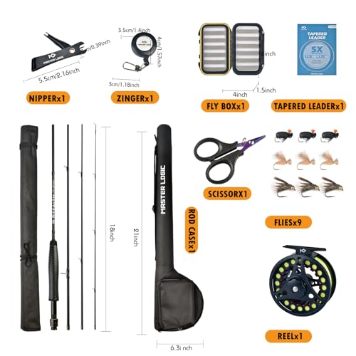 Stealth Fly Fishing Rod Combo Starter Kit - size: 7ft 3/4wt 4 pc