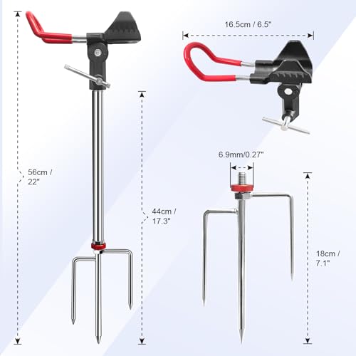 2Pack Fishing Rod Holder for Ground,360 Degree Adjustable Bank Fishing Pole Holders,Multifunctional Stainless Steel Beach Fishing Rod Stand Easy Set Up Rustproof(Gift for Men)