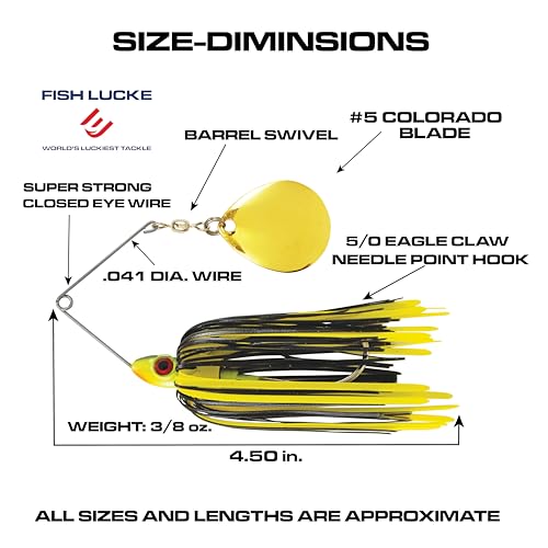 Luck E Strike Redman Spinner Bait by Jimmy Houston, 3/8 Ounce Colorado Spinnerbait - color: Black/Yellow