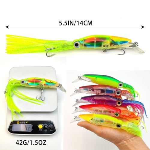 5pcs Saltwater Fishing Lures Squid Lure, Big Salt Water Lures Squid Skirts Tail Octopus Ocean Jerkbait,Tuna,Salmon Deep Sea Fishing Saltwater