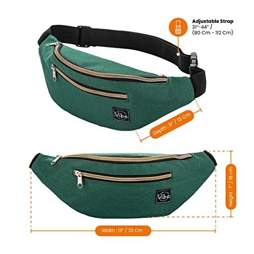 Vibe Festival Gear Rave Fanny Pack for Women Men – Festival, 4 Pockets, Adjustable Strap, Cute Waist Bag, Crossbody Belt Bag, Hiking, Running, Cycling - color: Green, size: Fits Most