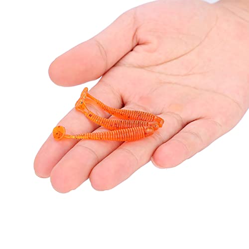 Akozon 50PCS Soft Plastic 5cm Fishing Lures, Ttail Grub Worm Bait, Fish Tackle Accessory in Vibrant Orange Color, Ideal for Fishing Enthusiasts - Pack of 50 - color: Orange