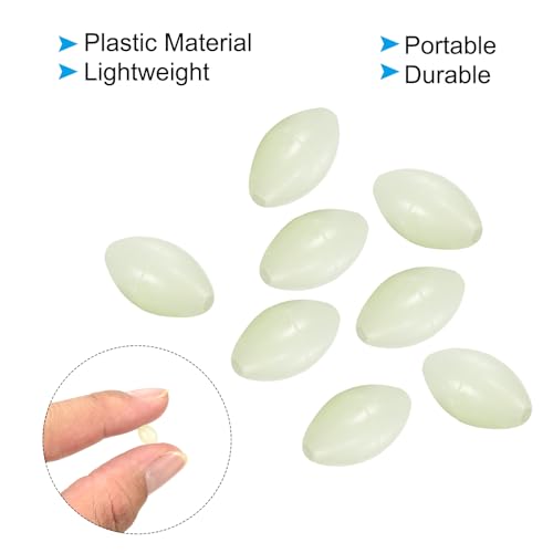 PATIKIL Glow Fishing Beads Plastic Oval Rubber Luminous Fishing Bait Eggs Rig Bead Tackle Lures Accessories with Box - color: White, size: 10x7mm