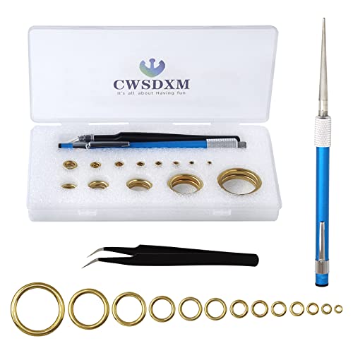 Fish Rod Repair Kit 26PCS Fishing Pole Eyelet Repair 13 Size Pole Ceramic Guides Rings Replacement Kit with 1pcs Tweezers and 1pcs Serrated Stick Tools - color: Gold