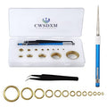 Fish Rod Repair Kit 26PCS Fishing Pole Eyelet Repair 13 Size Pole Ceramic Guides Rings Replacement Kit with 1pcs Tweezers and 1pcs Serrated Stick Tools - color: Gold