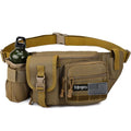 Tactical Fanny Pack，Military Waist Bag Hip Belt Bumbag Utility Bags for Fishing Hiking Hunting with Mesh Water Bottle Holder Pouch (Tan) - color: Tan