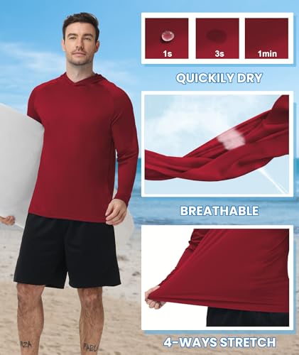 ZITY 5 Pack Men's Sun Protection Long Sleeve Hoodie Shirts UPF 50+ Fishing Shirts Lightweight Athletic Rash Guard Sweatshirts - color: Darkgray/Darkblue/White/Red/Black, size: XX-Large