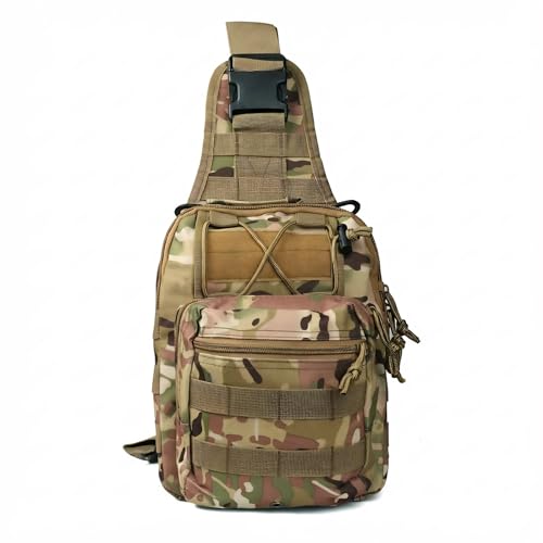 Viriber Tactical Backpack, Waterproof Military Cross-body Molle Sling Shoulder Backpack Chest Bag for Outdoor Every Day Carry CP - color: Cp