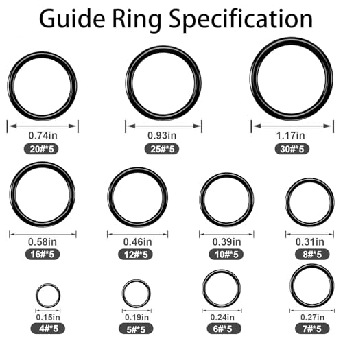 Aventik Fishing Rod Repair Kit Complete with 11 Sizes 55pcs Ceramic Guide Ring,Glue, Tweezers, Eyelet Replacements for Fishing Pole Repair Kit