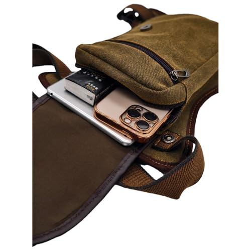 Canvas Motorcycle Cycling Drop Leg Bag for Men Women Travel Outdoor Tactical Hunting Hiking Climbing Thigh Waist Pack Fanny Pouch (Brown) - color: #00Brown