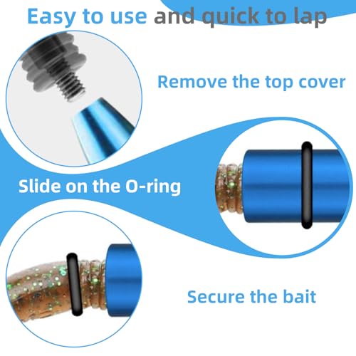 Wacky Rig Tool Kit – Aluminum Wacky Worm Tool + 310 O-Rings, for 4"-7" Fishing Worm Lures， Quick-Rig Wacky Rig O-Ring System for Bass Fishing Soft Plastics