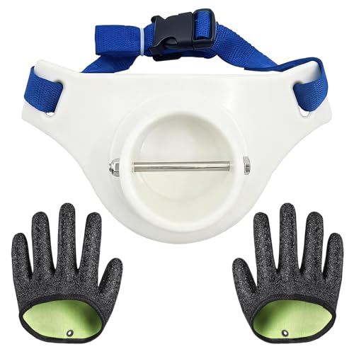 Fishing Rod Holder Belt with EVA Padded Includes Gloves Heavy Duty Plastic Material Waist Belt for Saltwater and Freshwater Fishing