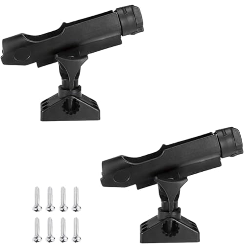 2 Pack Adjustable Fishing Rod Holders for Boat and Kayak, Deck or Side Mount, Reinforced Nylon Material (Black)