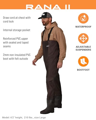 FROGG TOGGS Men's Rana II PVC Waterproof Fishing Bootfoot Chest Wader for Fishing, Felt - color: Felt, size: 13