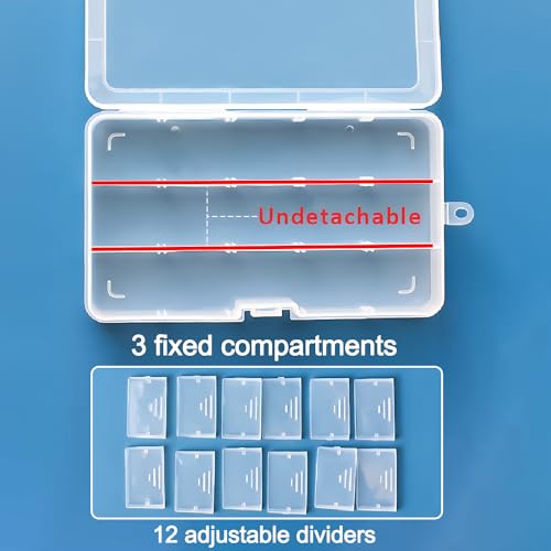 Qualsen 15 Girds Bead Organizer with Adjustable Dividers(4 Pack)，Tackle Box Organizer and Small Plastic Organizer Box for Jewelry, Beads, Earrings, Crafts, Screws and Fishing Tackles Small Items - size: 15 Gird-4s