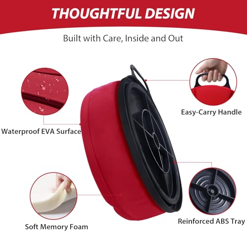 5 Gallon Bucket Seat with 3" Thick Seat Foam Cushion, 360°Swivel Bucket Lid Seat, Waterproof & Silent Bucket Seats for Dove Duck Hunting, Ice Fishing, Baseball, Camping - color: Red