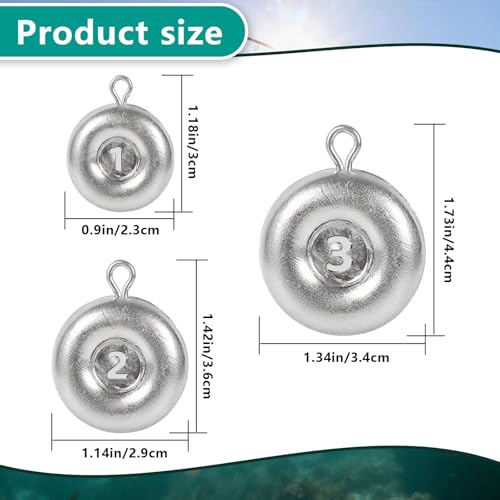 Disc Sinkers Lead Fishing Weight, Coin Sinkers for Saltwater Freshwater Fishing Weight, Surf Fishing Trolling Catfishing Weight Tackle 1oz 2oz 3oz - size: 2oz-8pcs