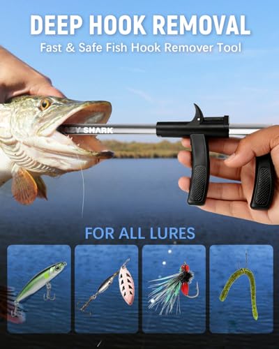 Fish Hook Remover Tool, Aluminum Fishing Hook Remover Extractor 13.6in - color: Dark Gray