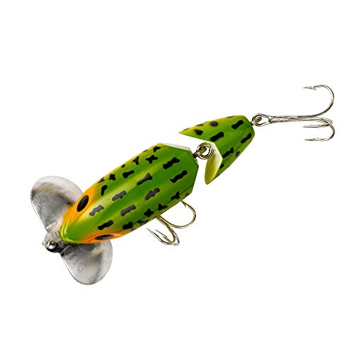 Arbogast Jitterbug Topwater Bass Fishing Lure - Excellent for Night Fishing - color: Frog White Belly, size: 3 1/2", 5/8 oz