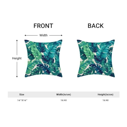 AEIOAE Summer Tropical Leaves Pillow Covers 16 X 16 Inch Set of 2, Green Palm Leaf Decorative Throw Pillow Covers Square Linen Botanical Plant Outdoor Cushion Covers for Couch Home Sofa - color: Palm Leaf, size: 16" x 16" (Pack of 1)