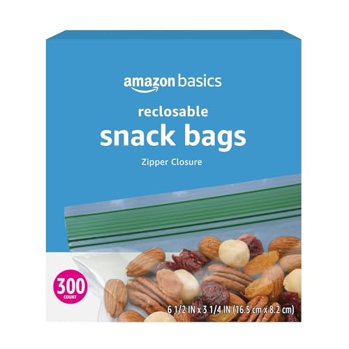 Amazon Basics Reclosable Food Storage Snack Bags, 300 Count - size: Rectangle (300 Count) (Pack of 1)