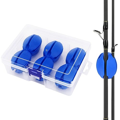 SANLIKE 6Pcs Elastic Rubber Fishing Rod Holder Fixed Balls Pole Protector | High stretch construction, multi-aperture fit, anti-slip rod fixation, lightweight portable outdoor fishing accessory - style: Blue-6PCS