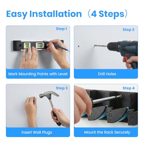 9-Rod Fishing Rod Holder Wall Mounted, Fishing Pole Holders Rack Holds Up to 9 Rods or Combos, Vertical Fishing Rod Rack Storage for Garage, Space Saving Rod Holder for Home, Shed, Basement
