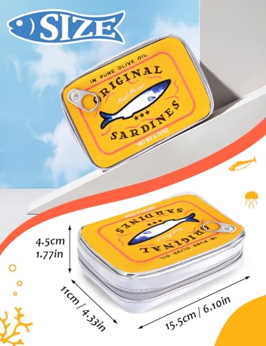Cessfle Canned Sardines Makeup Bag, Funny Sardine Tin Fish Cosmetic Bag, Creative Cute Makeup Bag Kawaii Pencil Case Pouch, Coquette Make up Pouch for Women - color: Yellow