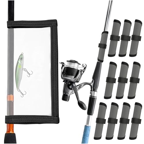 10 Pack Fishing Lure Covers,1 Pack Clear Fishing Bait Wraps,Lure Shield Fishing Lure Cover,Lure Wraps for Fishing Rod Fishing Hook Bait Covers - color: Gray