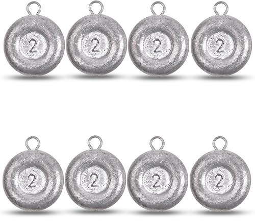 Disc Sinkers Fishing Weights, Coin Fishing Sinkers Weights Saltwater Surf Fishing Weights Bottom Drifting Trolling Catfishing Fishing Sinkers Saltwater Gear Tackle 1oz 2oz 3oz 4oz 5oz 6oz 8oz - style: 2 Ounce, 8 Pack