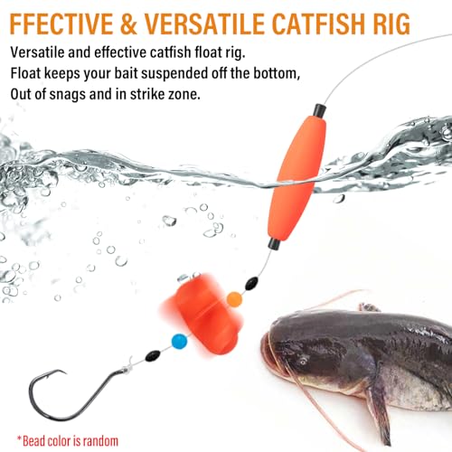 Catfish Rigs Catfish Float Rigs Catfishing Tackle Santee Rig 5/0 6/0 Circle Hooks for Peg Floats Catfish - size: 6/0 HOOK * 6PCS