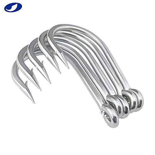 OCEAN CAT Classic Fishing Hook Stainless Steel Barbed Offset Point Octopus Circle Fishing Hooks Trolling Hooks Fishing Tackle for Saltwater and Freshwater Fishing - size: 10/0