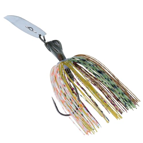 Reaction Tackle Breaker Jigs for Bass Fishing, Bladed Vibrating Swim Jig Lures with Silicone Skirts, Weedless Bait for Pike, Walleye, Muskie - 3 Pack - color: Bluegill, size: 3/8 Oz
