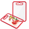 2Pcs Red Glass Cutting Board for Kitchen, Tempered Glass Chopping Board with Non-Slip Edges, Dishwasher Safe Clear Cutting Board Set, Heat & Shatter Resistant, 15"×11" & 13"×9"