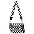 Checkered Crossbody Bum Bags for Women Nylon Checkered Purse Checkerboard Fanny Pack - color: F02-black