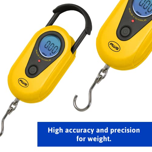Industrial Precision Digital Hanging Scale, LCD Screen, Digital Weigh Scale Yellow, 11lb (AMW-SR-5) - American Weigh Scales