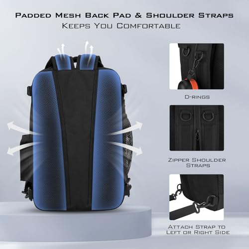 KastKing BlowBak Tactical Sling Tackle Bag-Lightweight Fishing Backpack Storge Fishing Gear and Equipment,Gift for Men - color: H: Double Shoulder-black（16.9” X 10.6” X 8.3”）, size: Large