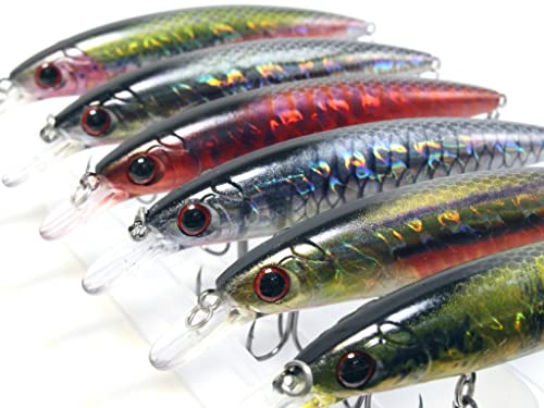 Minnow Crankbait for Bass Fishing Bass Lure Jerkbait Fishing Lures and Tackle Box - color: HM600KB3
