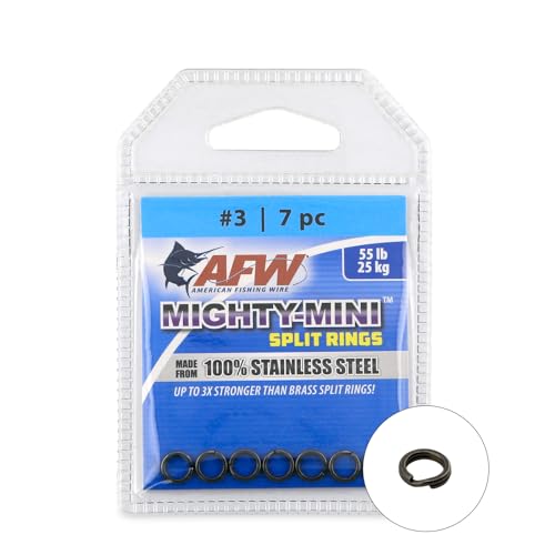 American Fishing Wire Mighty Mini Stainless Steel Split Rings, 3 Times Stronger Than Brass, Superior Holding Power for Fisherman and Outdoorsman - 100pcs in Bright Stainless Steel and Gunmetal Black - size: 7 pc, #3, 55 lb test, style: Gunmetal Black