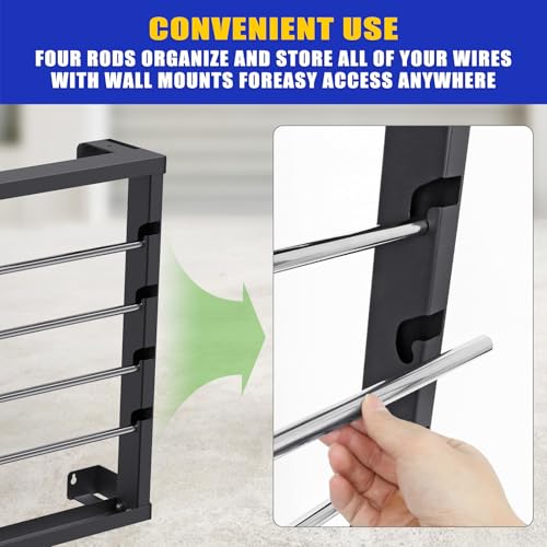 Kipika Portable Wire Spool Rack - Heavy-Duty Steel Cable Dispenser with 4 Adjustable Rods, Spool Rack Holder for Efficient Storage & Dispensing (B: Wall-mounted Wire Spool Holder (4 Rods)) - color: B: Wall-mounted Wire Spool Holder (4 Rods)